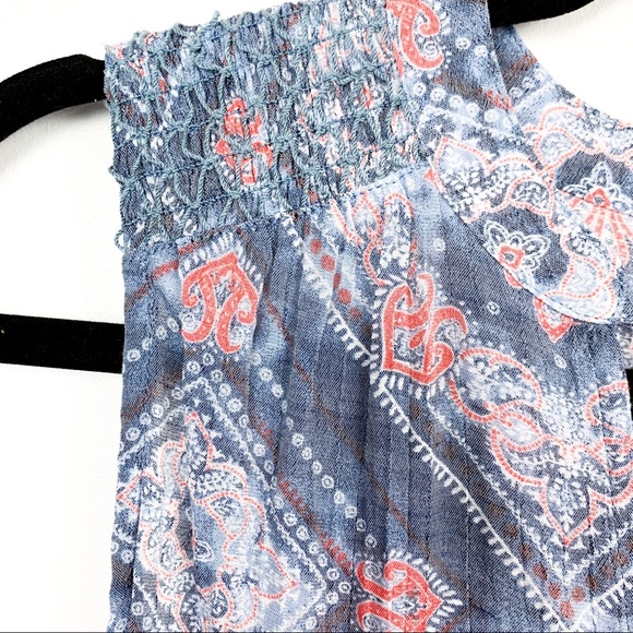 St. John’s Bay Blue & Red Patterned Summer Blouse - Picture 3 of 8